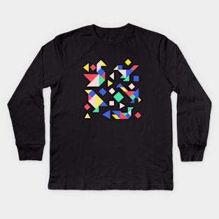 Geometric Birds Colorful Abstract Retro Design Kids Long Sleeve T-Shirt